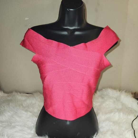 Guess Bandage Hot Pink Off Shoulder Top! - Picture 3 of 5